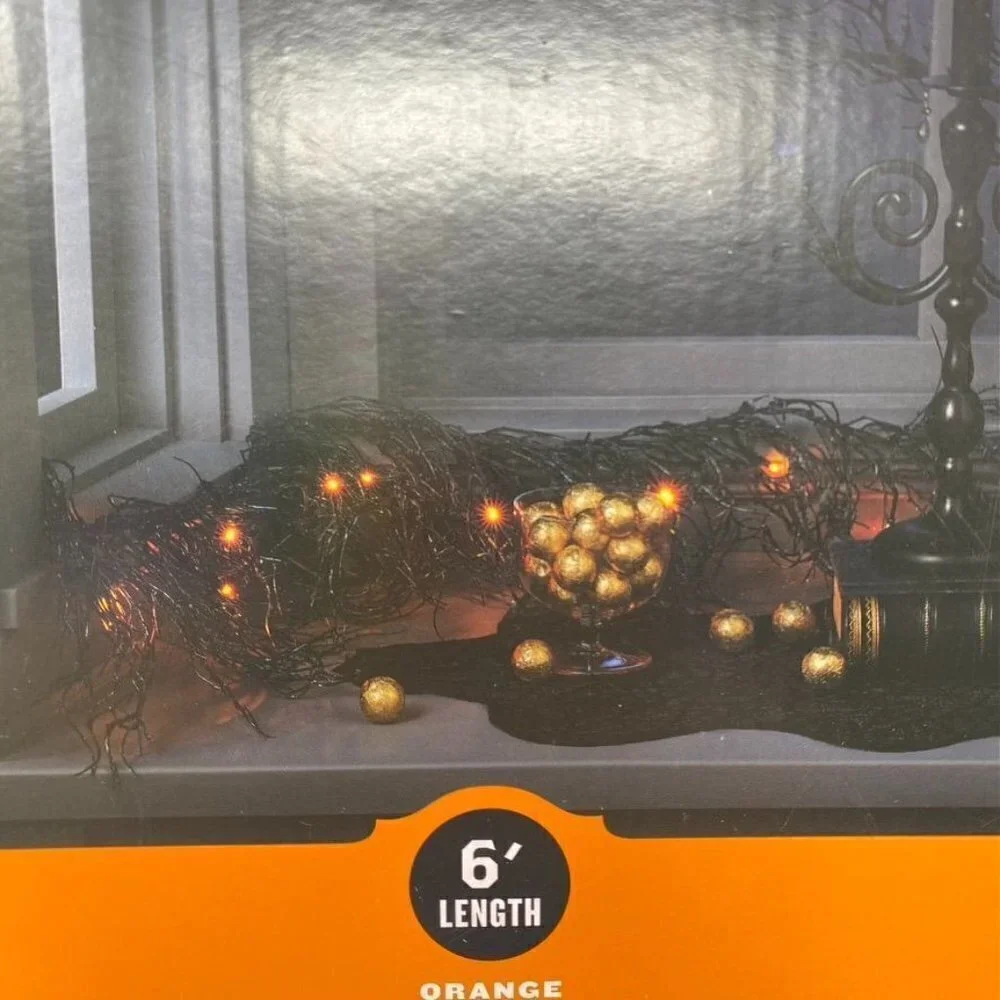 Target Hyde & EEK! Boutique™ 6' LED Blk Glitter Garland Orange String Lights